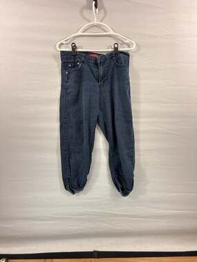 Cons Jeans Women Blue Embroidered Flap Pocket Cropped Cuffed Jeans Size 8P